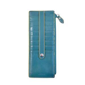 Lodis Blue Leather Audrey RFID Credit Card Case Wallet Thin